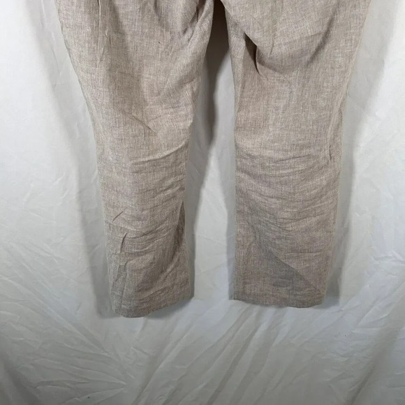 Worthington Pants Women's 14 Beige Striped Linen Blend No Pockets Button - Picture 7 of 7